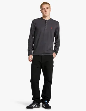 Long Sleeve Henley Shirt - Polo Black