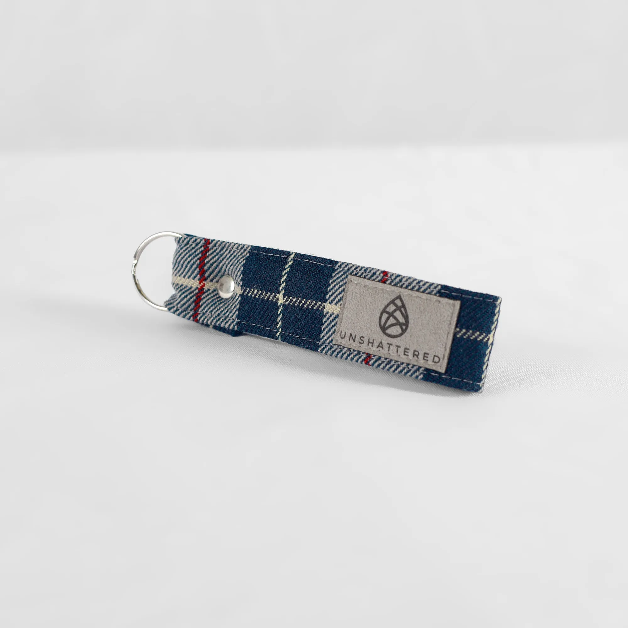 Loop Keychain from Vintage Blue-Grey Plaid Mercedes-Benz Interior