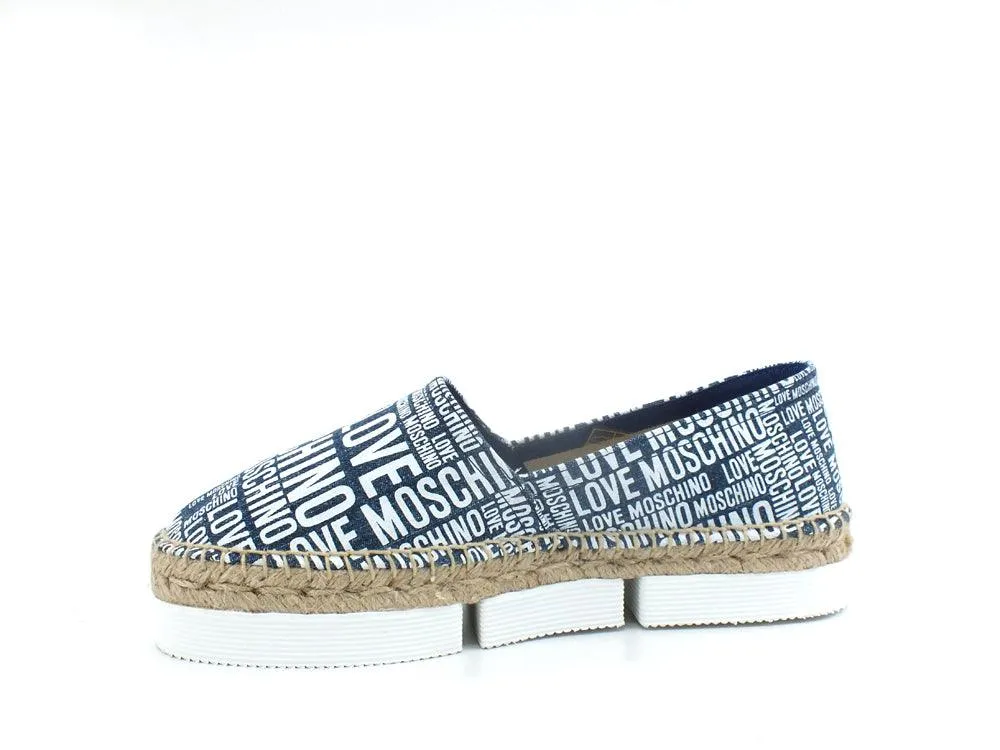 LOVE MOSCHINO Espadrillas Tessuto Loghi Blu Bianco JA10223G0EJF070A