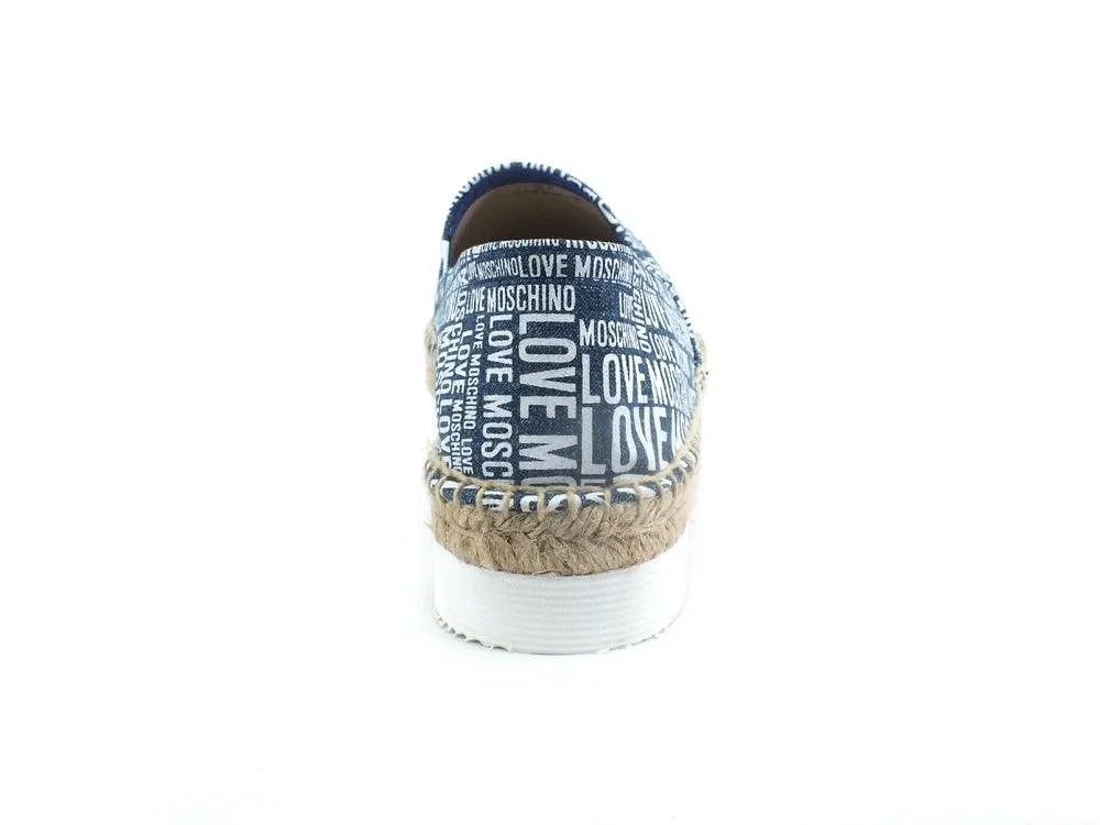 LOVE MOSCHINO Espadrillas Tessuto Loghi Blu Bianco JA10223G0EJF070A