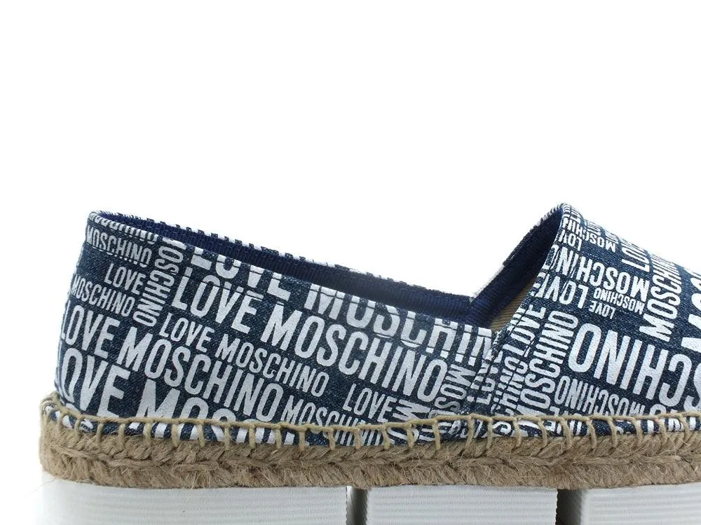 LOVE MOSCHINO Espadrillas Tessuto Loghi Blu Bianco JA10223G0EJF070A