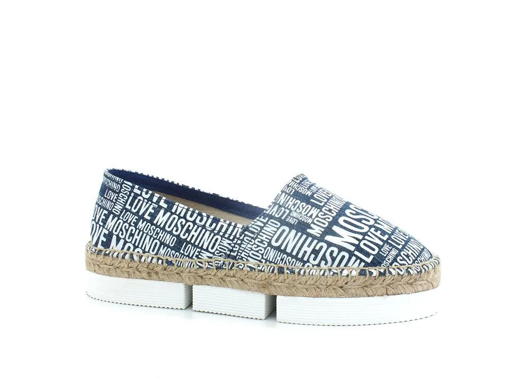 LOVE MOSCHINO Espadrillas Tessuto Loghi Blu Bianco JA10223G0EJF070A