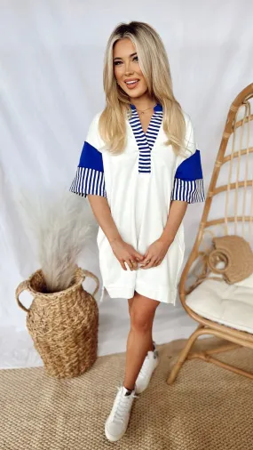 Lovely Blue Stripped Tee Dress