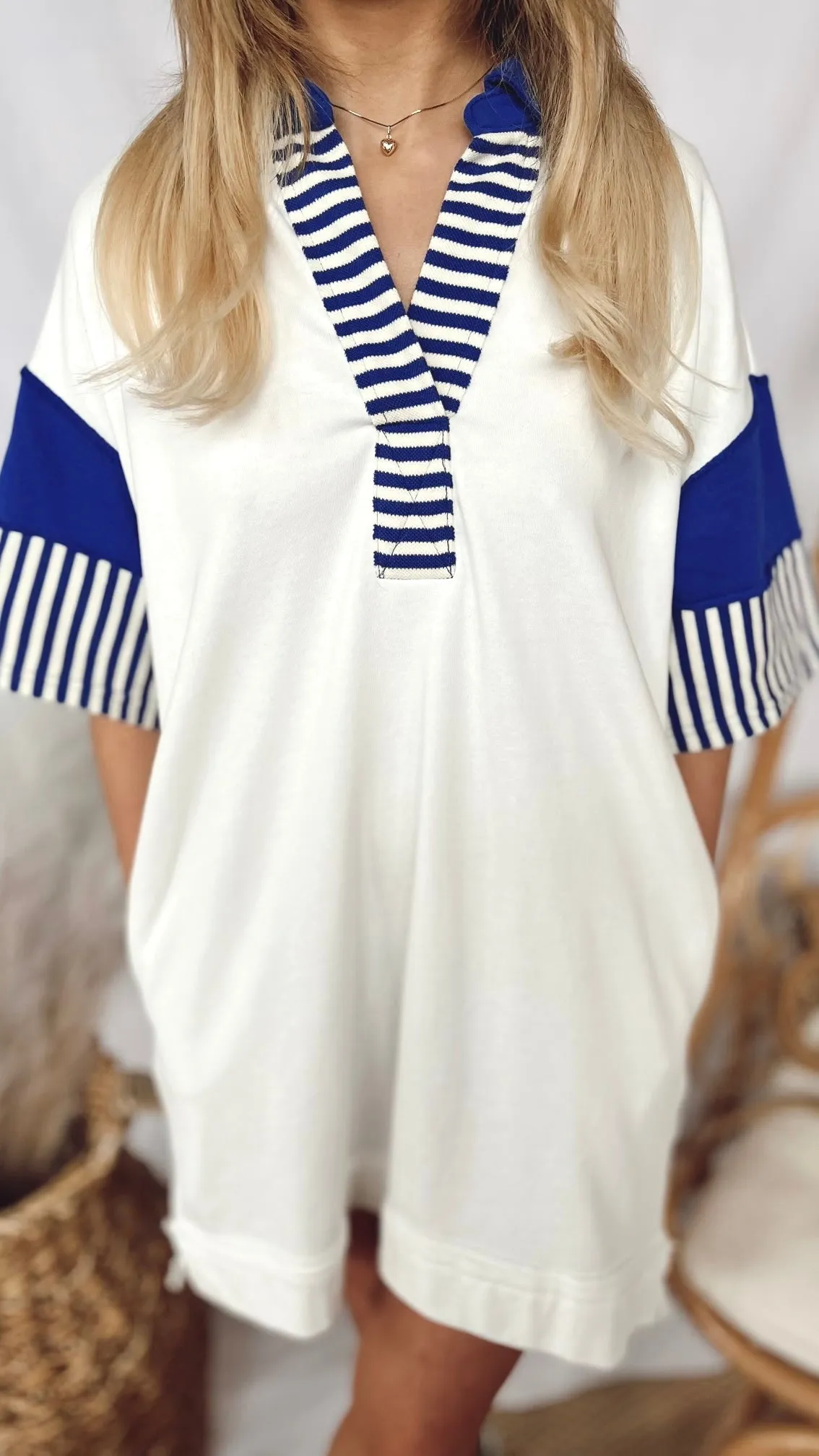 Lovely Blue Stripped Tee Dress