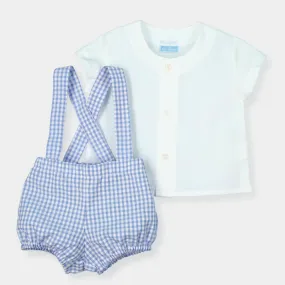 Mac Ilusion Gingham Check Dungaree Shorts & Shirt