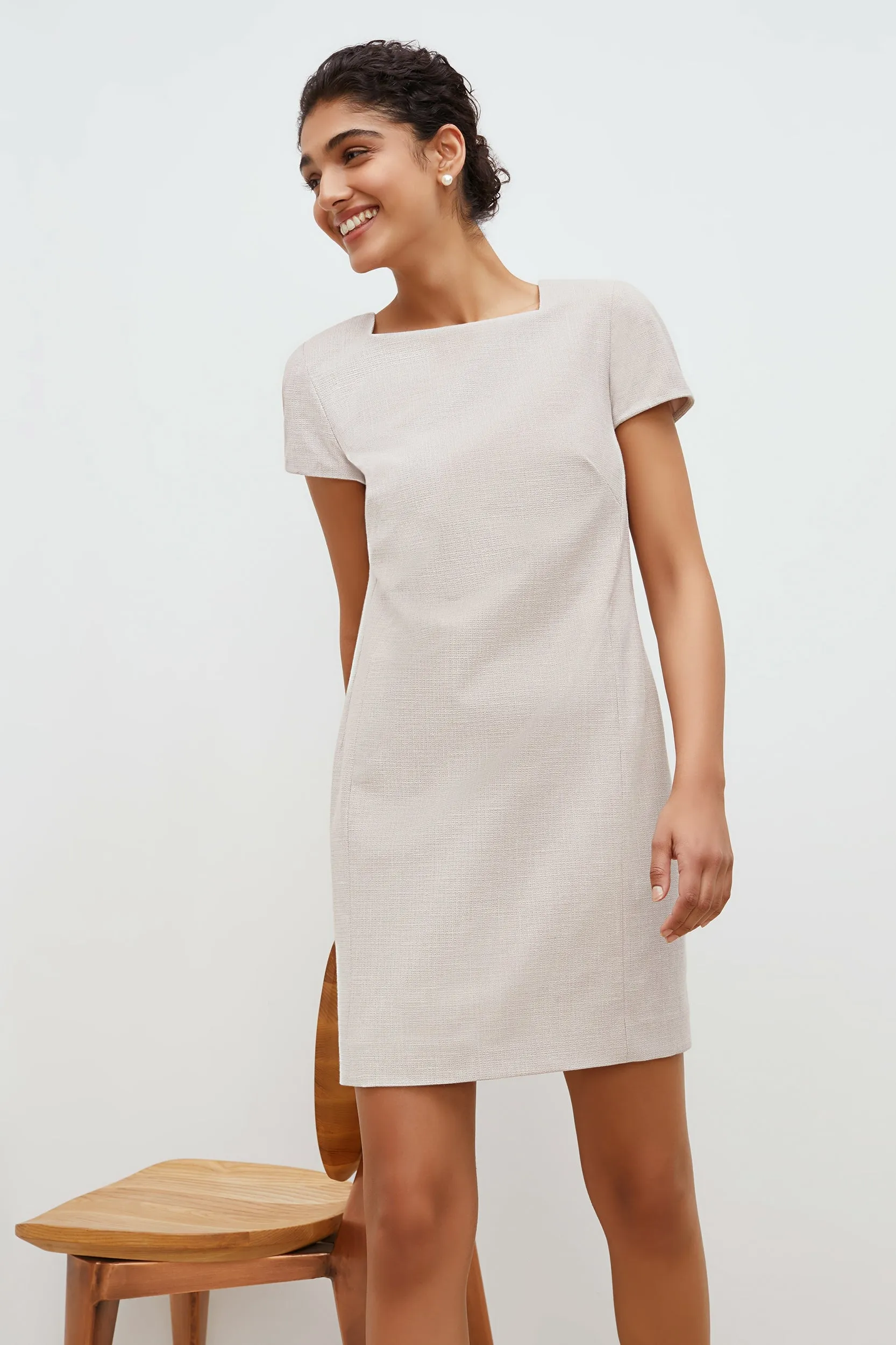 Marie Dress - Crosshatch :: Dove