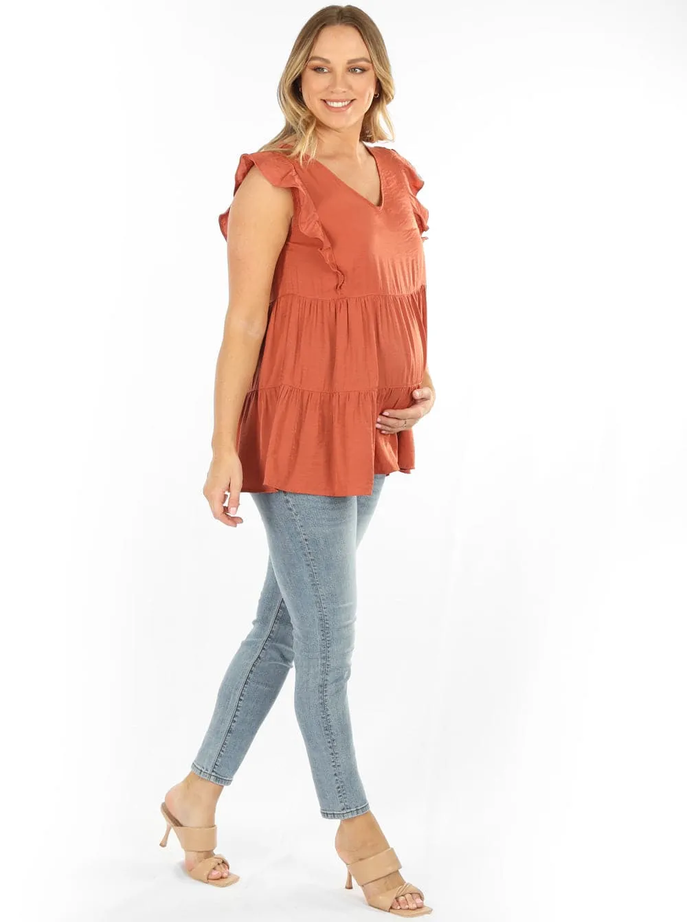 Maternity & Nursing Summer Top in Orange