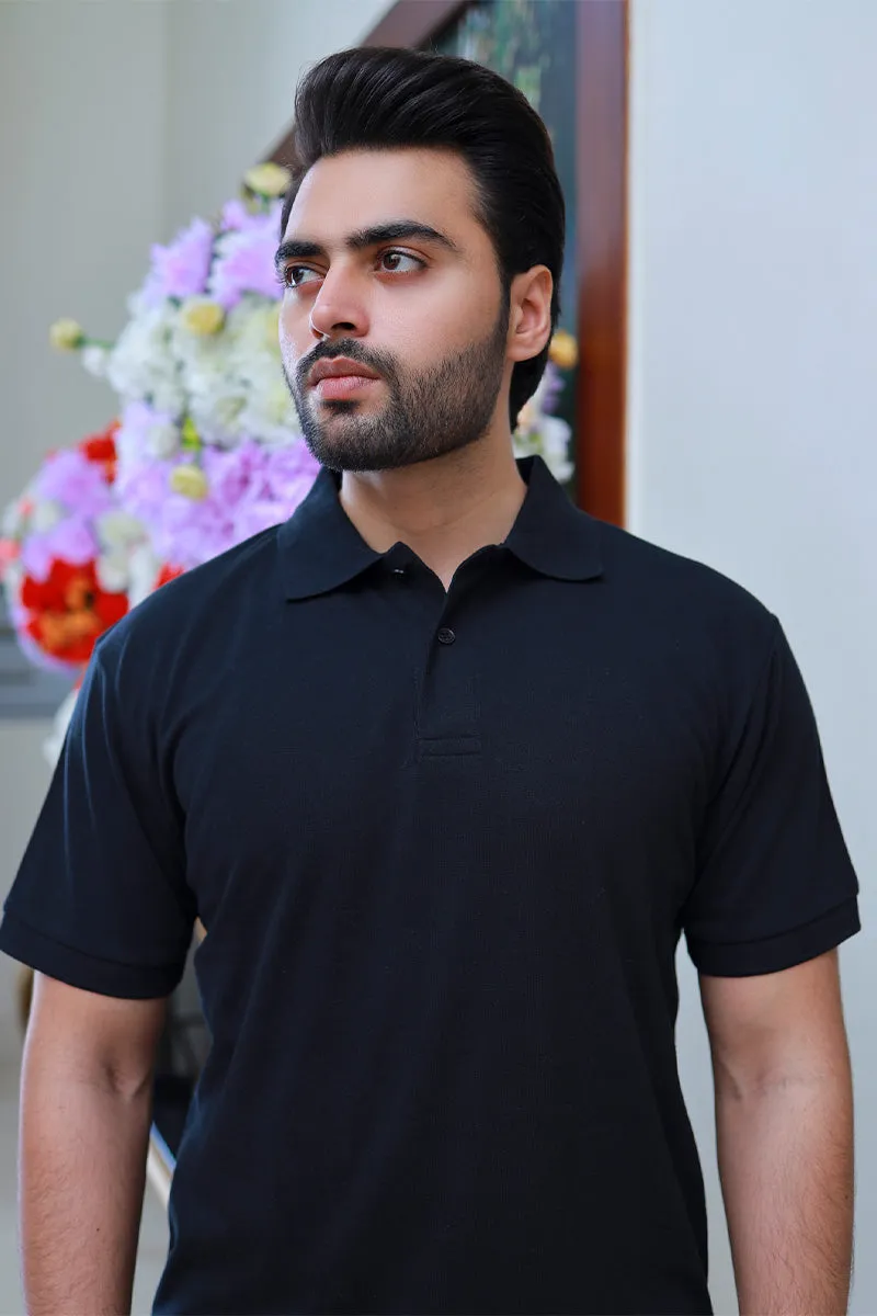 Men Short Sleeve Polo Shirt Black