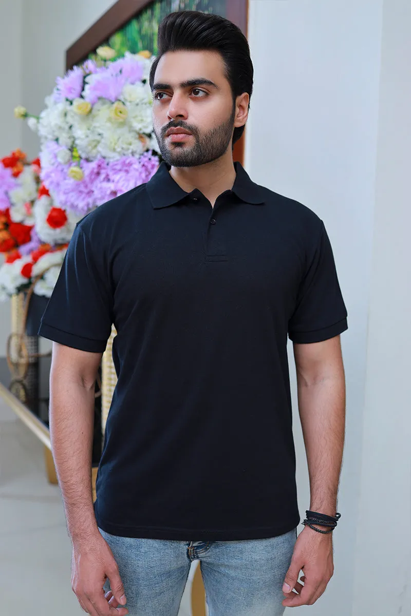 Men Short Sleeve Polo Shirt Black