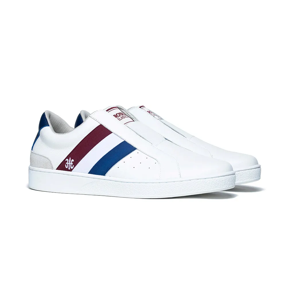 Men's Bishop White Red Blue Leather Sneakers 01701-015