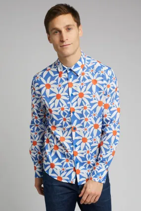 Men's Classic Long Sleeve Shirt in Daisy Print