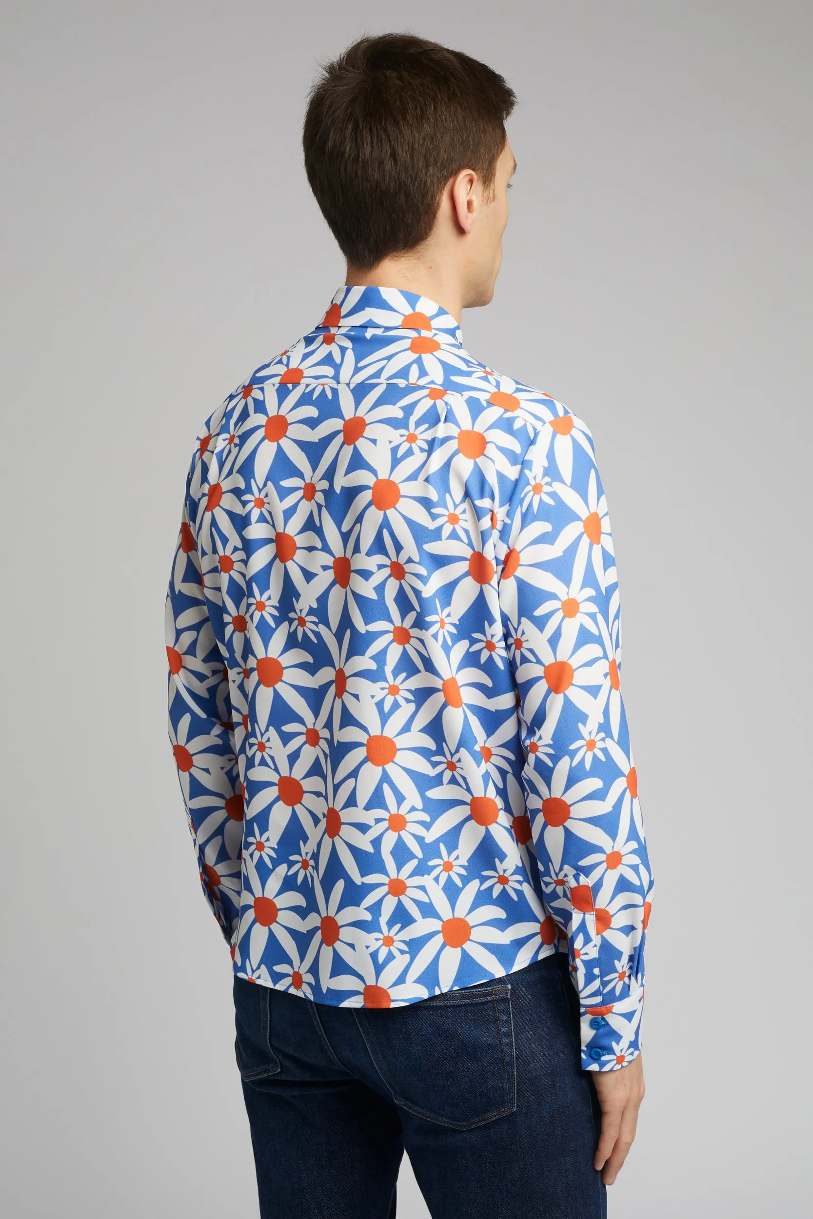 Men's Classic Long Sleeve Shirt in Daisy Print