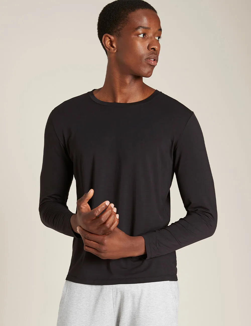 Men's Long Sleeve Crew Neck T-Shirt - Black