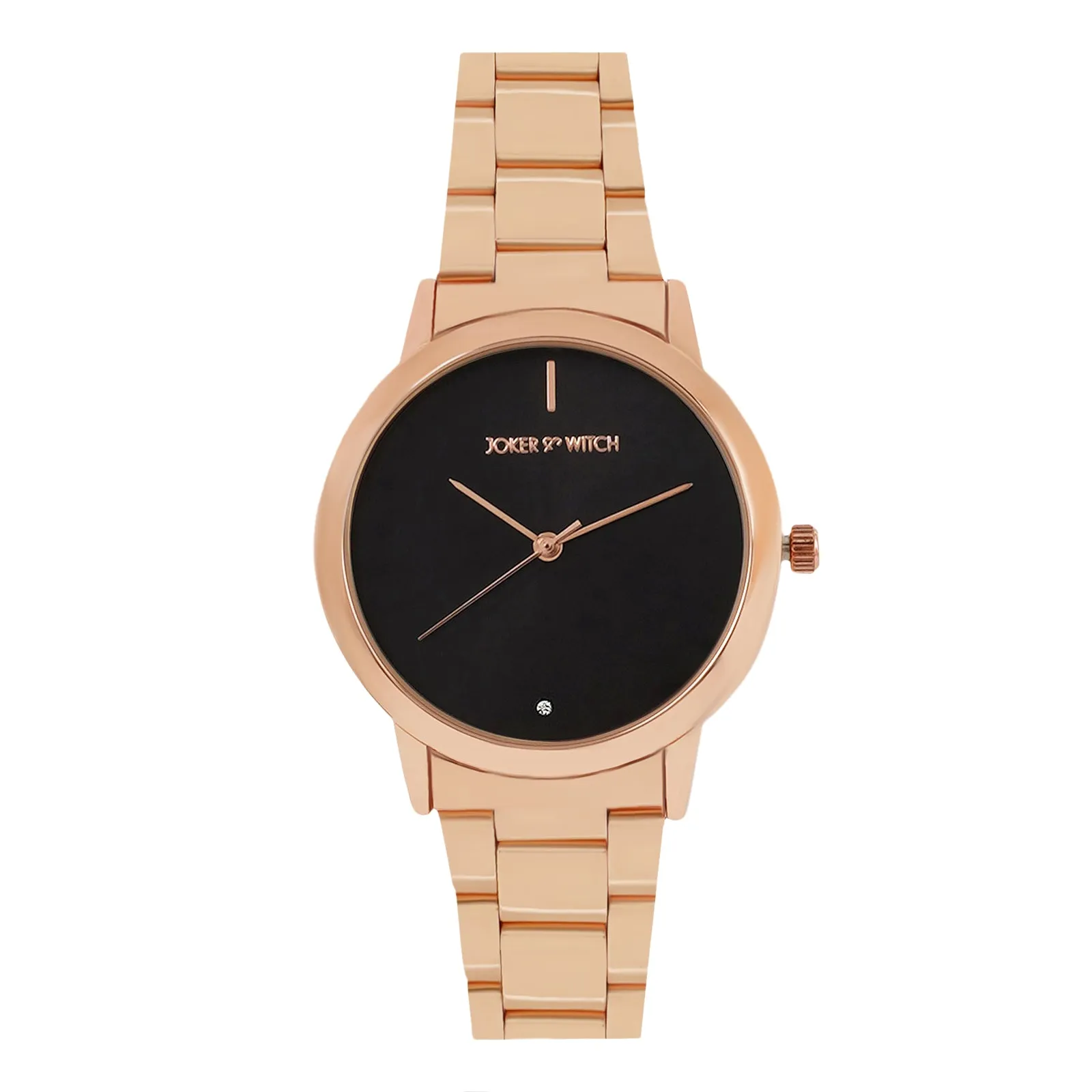 Midnight Black Dial Rosegold Metallic Strap Watch