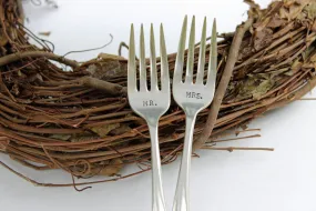 Mr &Mrs Stamped Wedding Forks