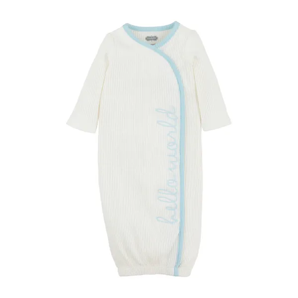 Mudpie Hello World Blue Sleeper Gown