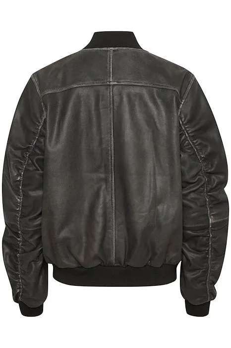 My Essential Wardrobe Gilo Leather Bomber Jacket in Black