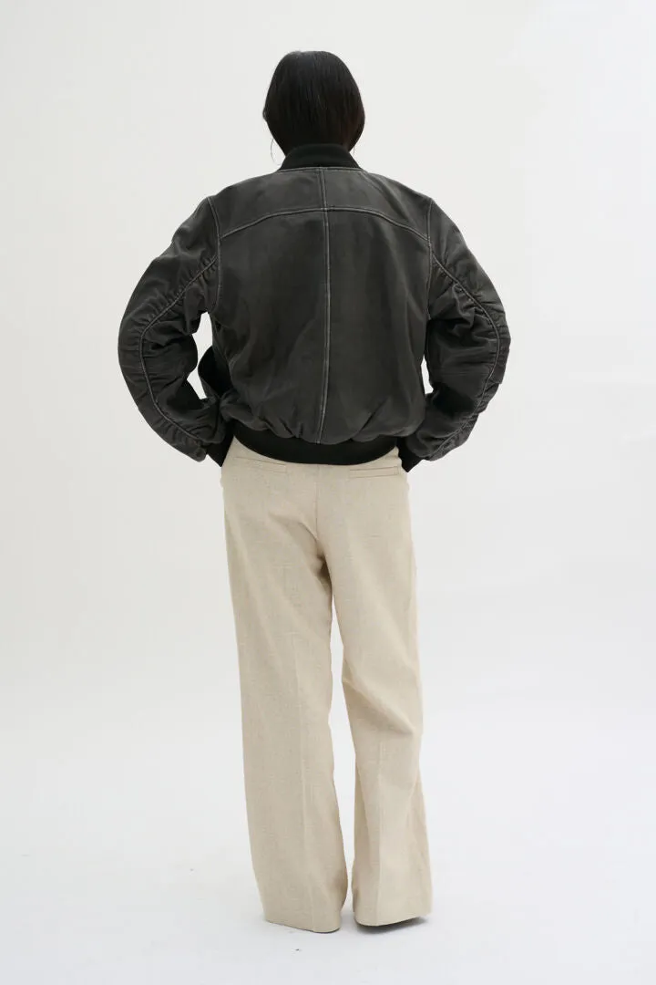 My Essential Wardrobe Gilo Leather Bomber Jacket in Black