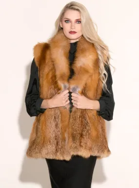 Natural Red Full Skin Fox Fur Vest