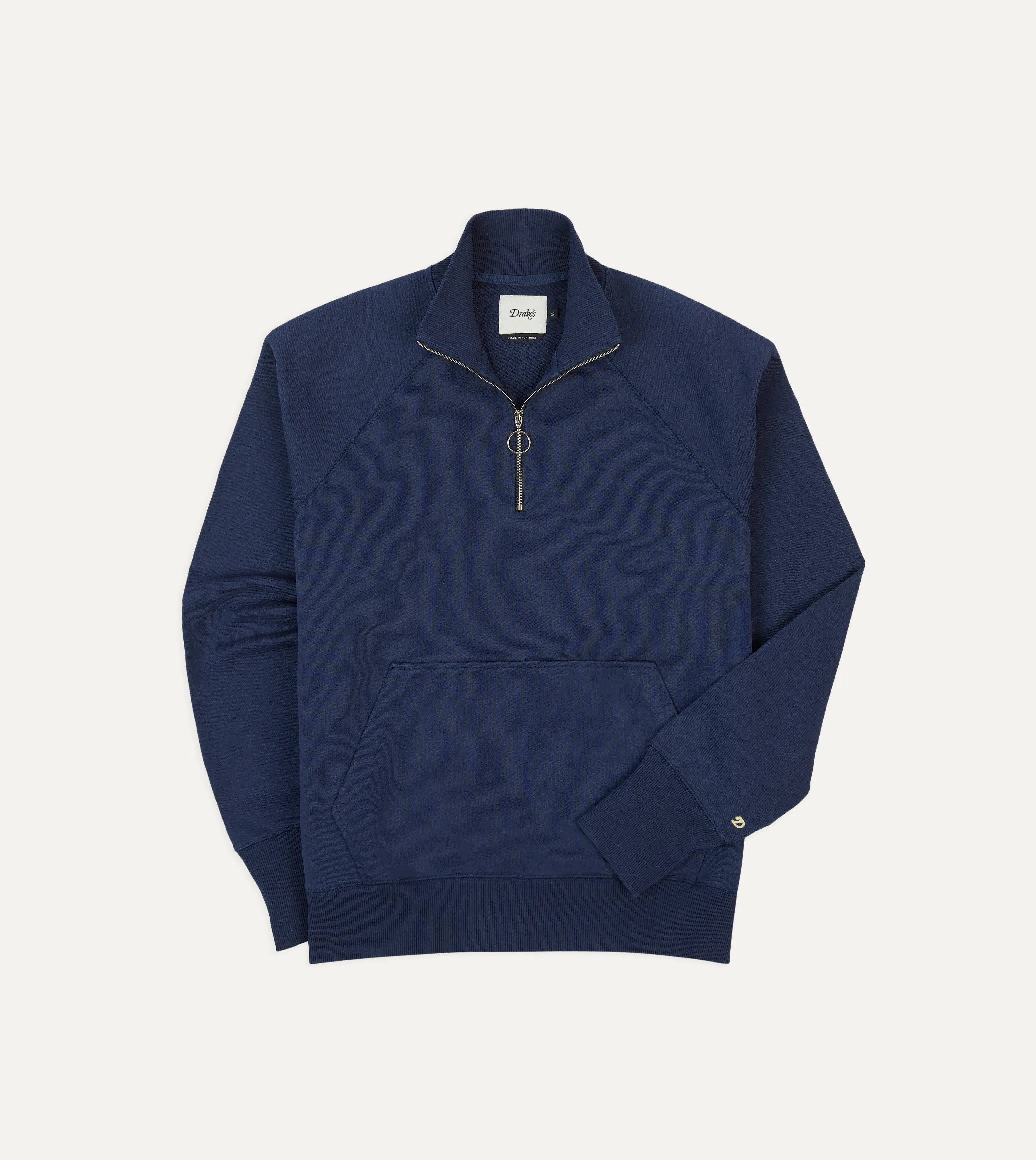 Navy Cotton Quarter Zip Sweatshirt