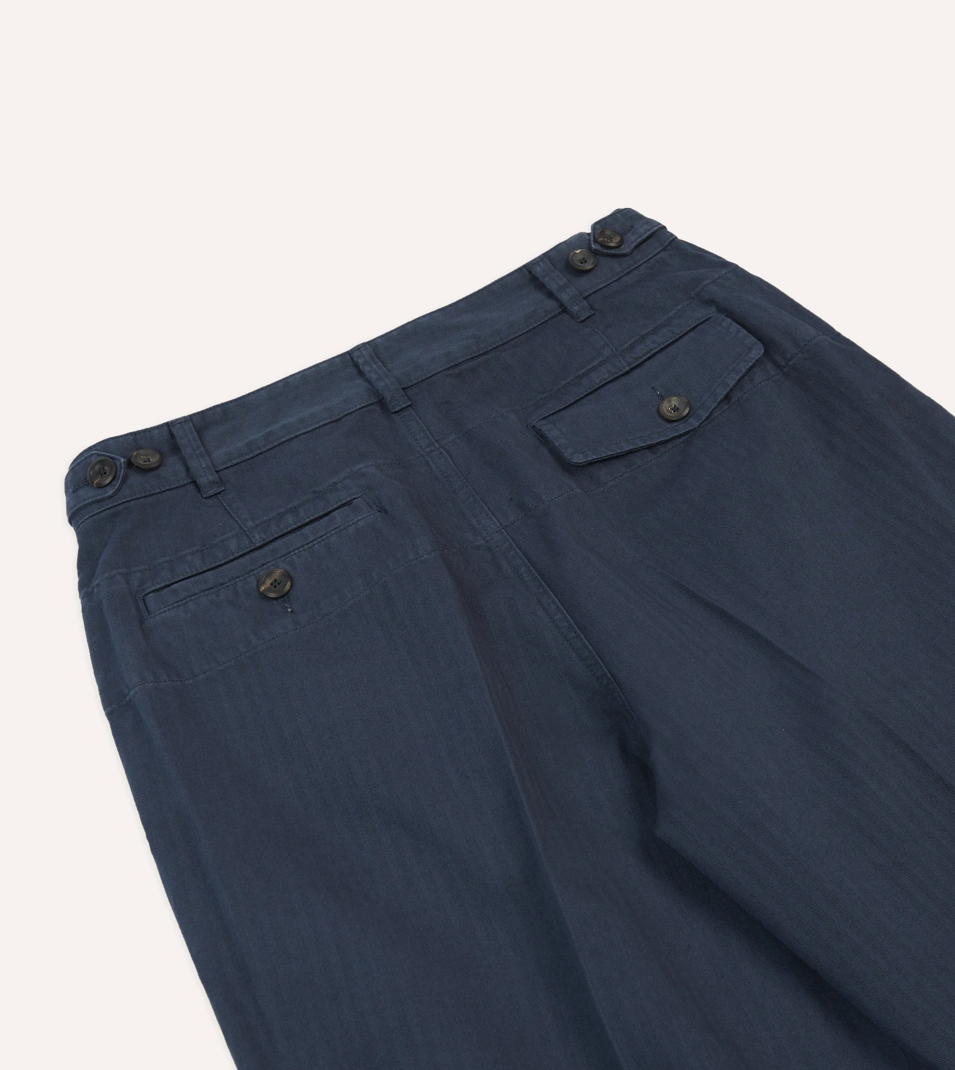 Navy Herringbone Cotton Games Trousers