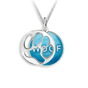 Nicole Barr Blue Enamel Woof and Paws Pendant Necklace