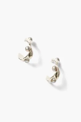 Olive Branch Hoop Earrings Mini Silver