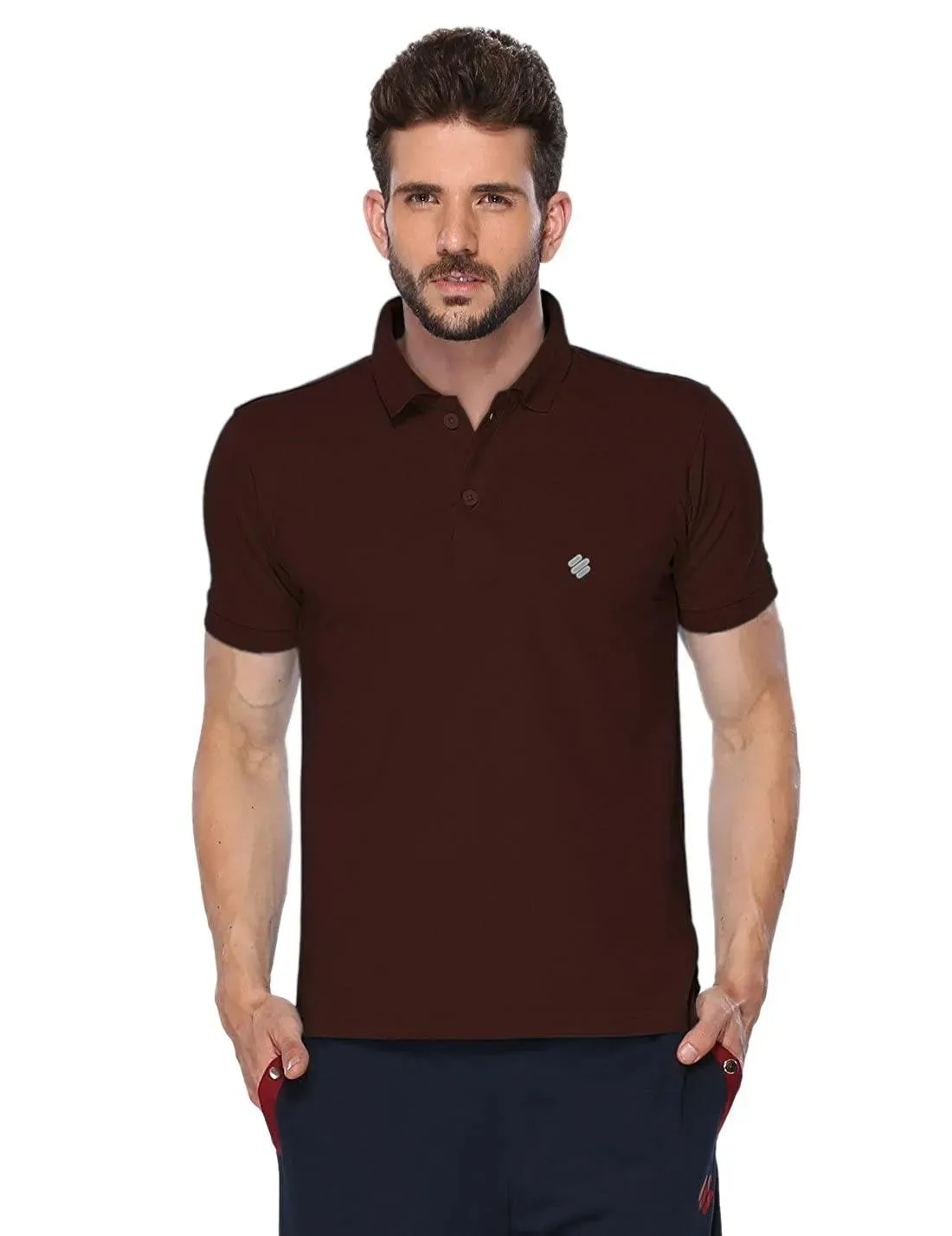 ONN Men's Cotton Polo T-Shirt (Pack of 2) in Solid Coffee-Grey Melange colours