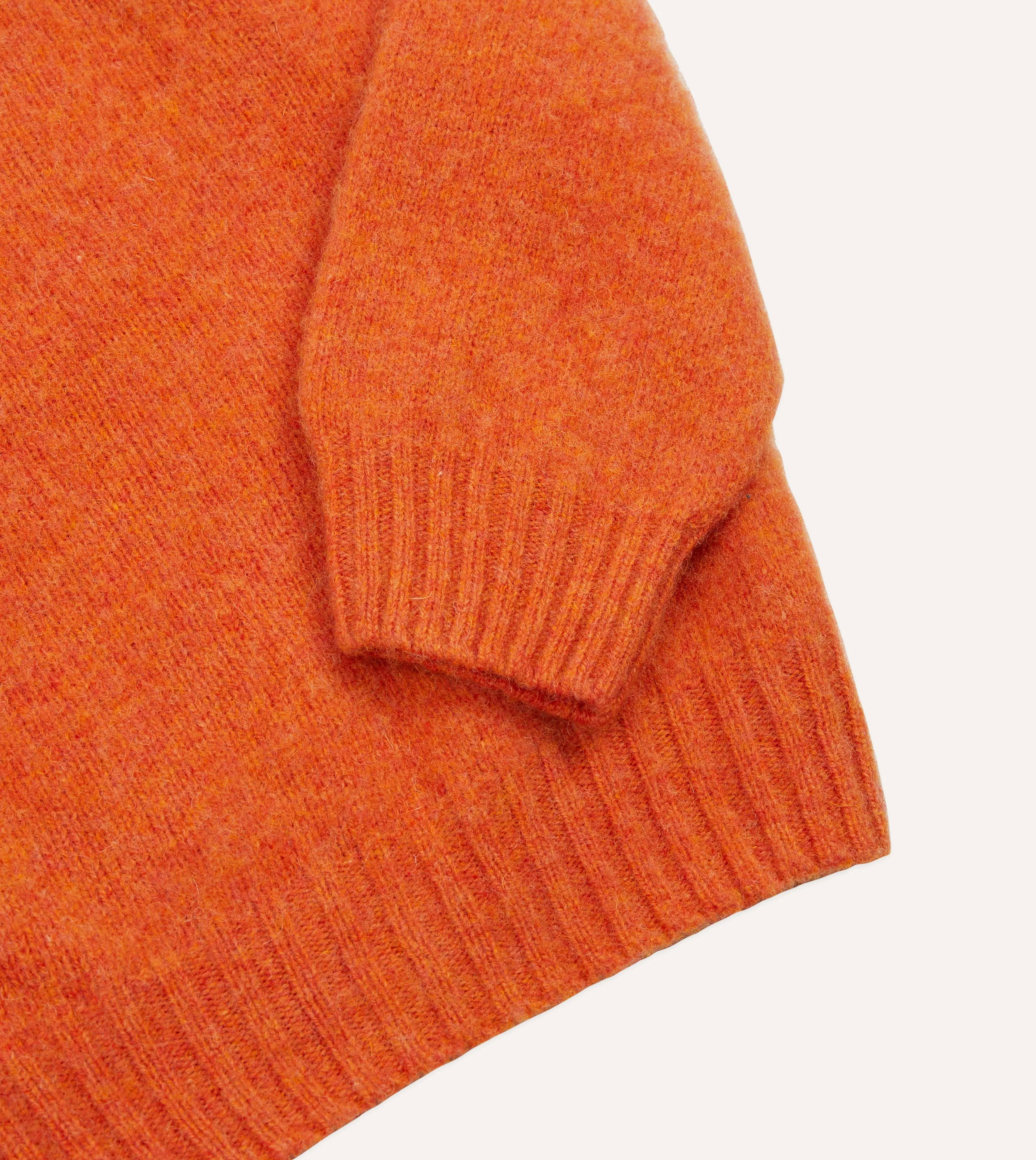 Orange Brushed Shetland Crew Neck Jumper