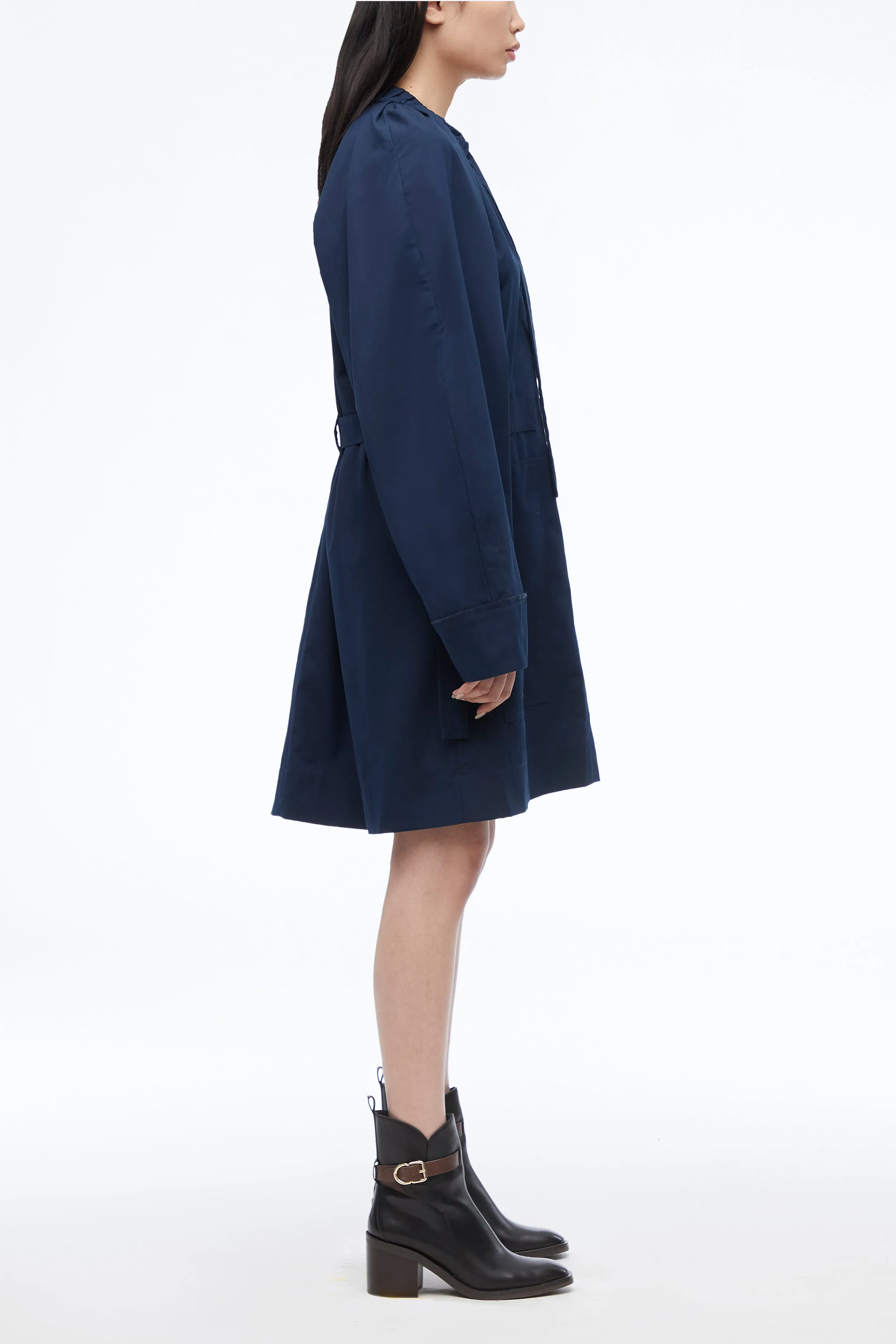 Oxford Cotton Blouson Utility Dress