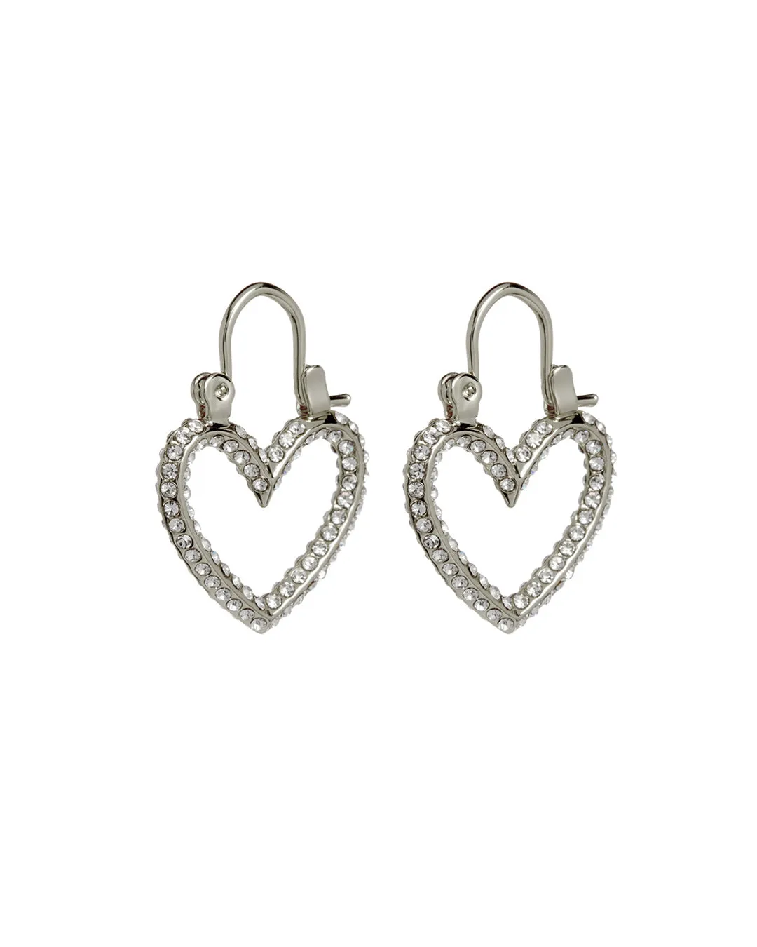 Pave Mini Heartbreaker Hoops- Silver