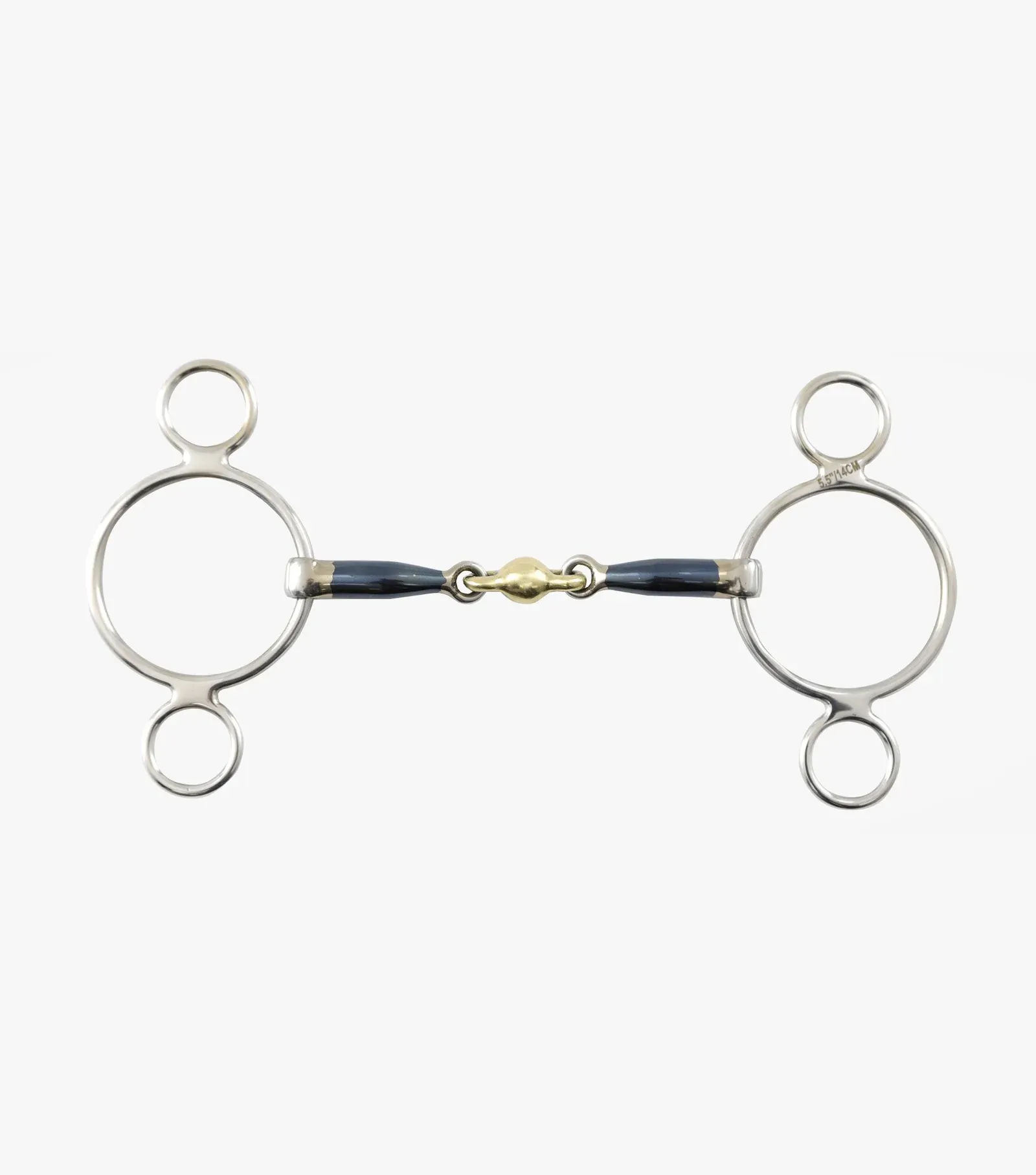 PE Blue Sweet Iron Two Ring Gag with Brass Alloy Lozenge