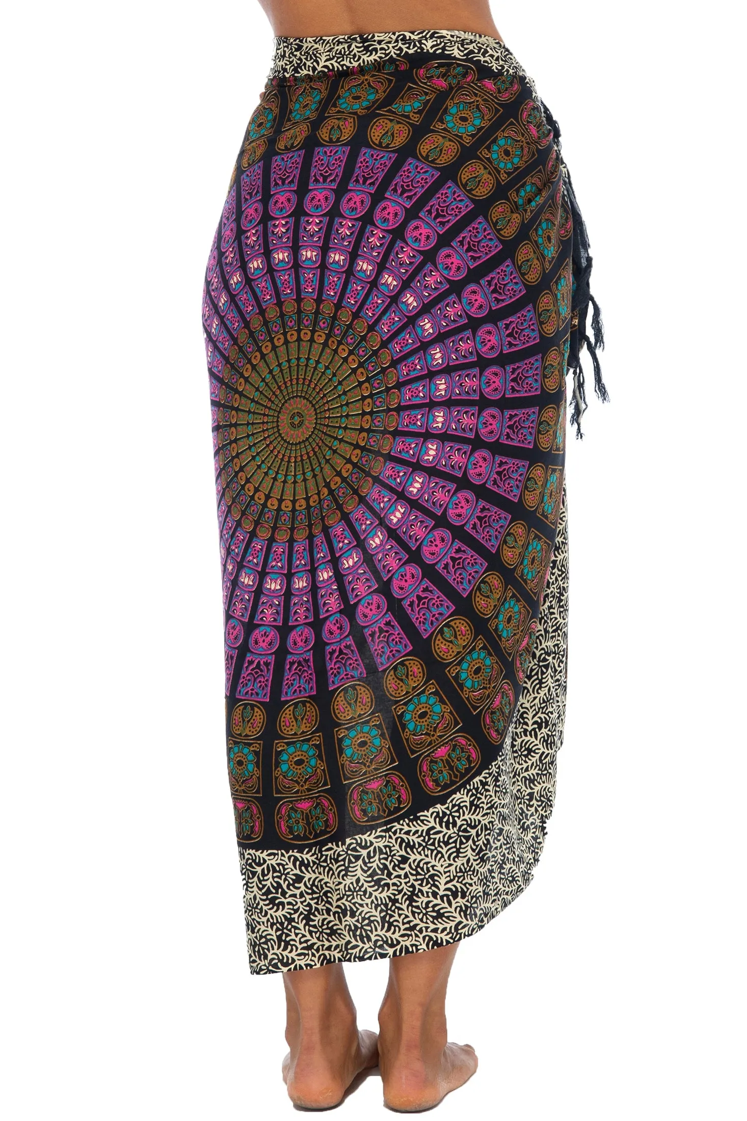 Peacock Print Sarong Cover up Wrap & Clip