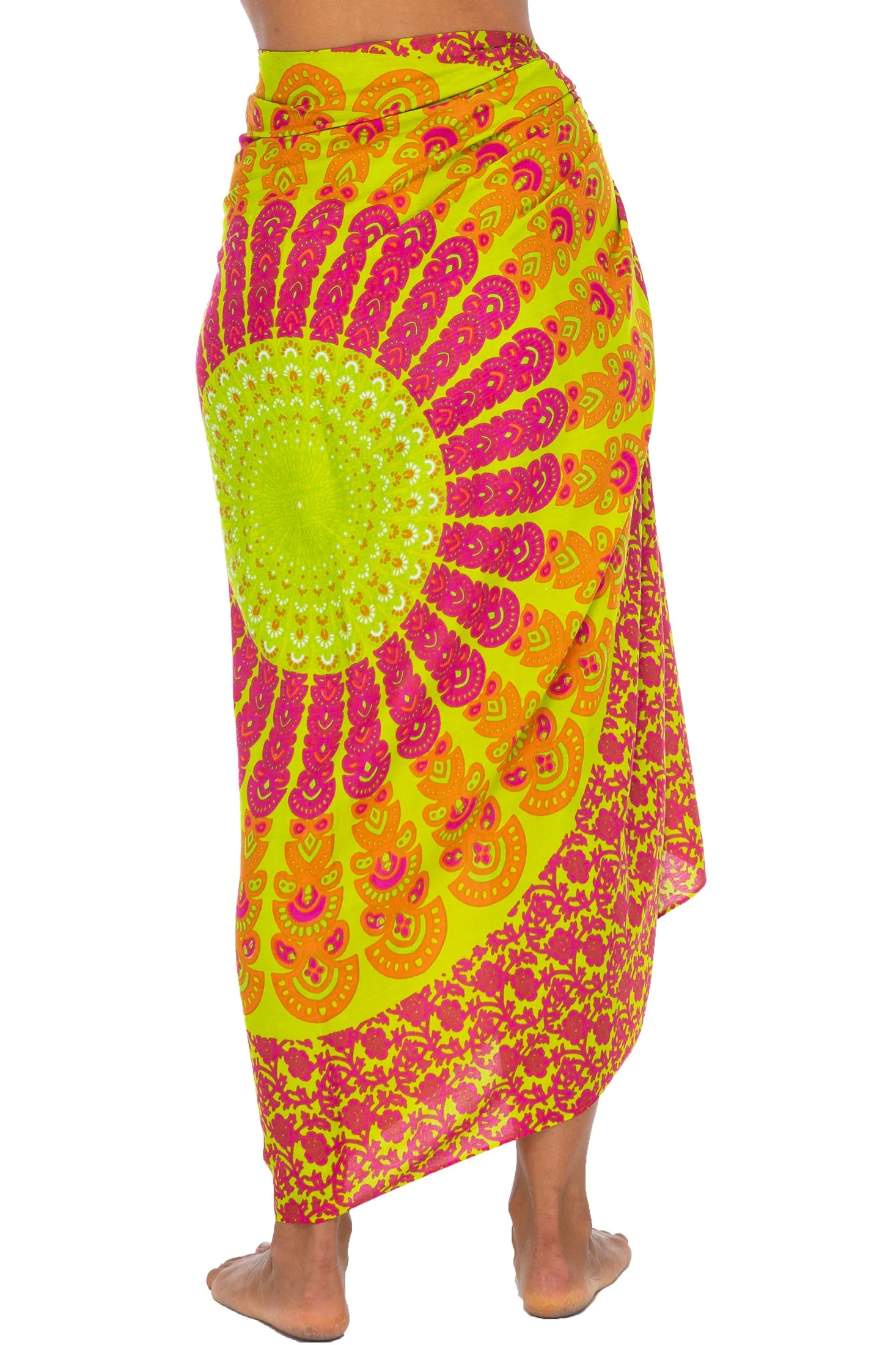 Peacock Print Sarong Cover up Wrap & Clip