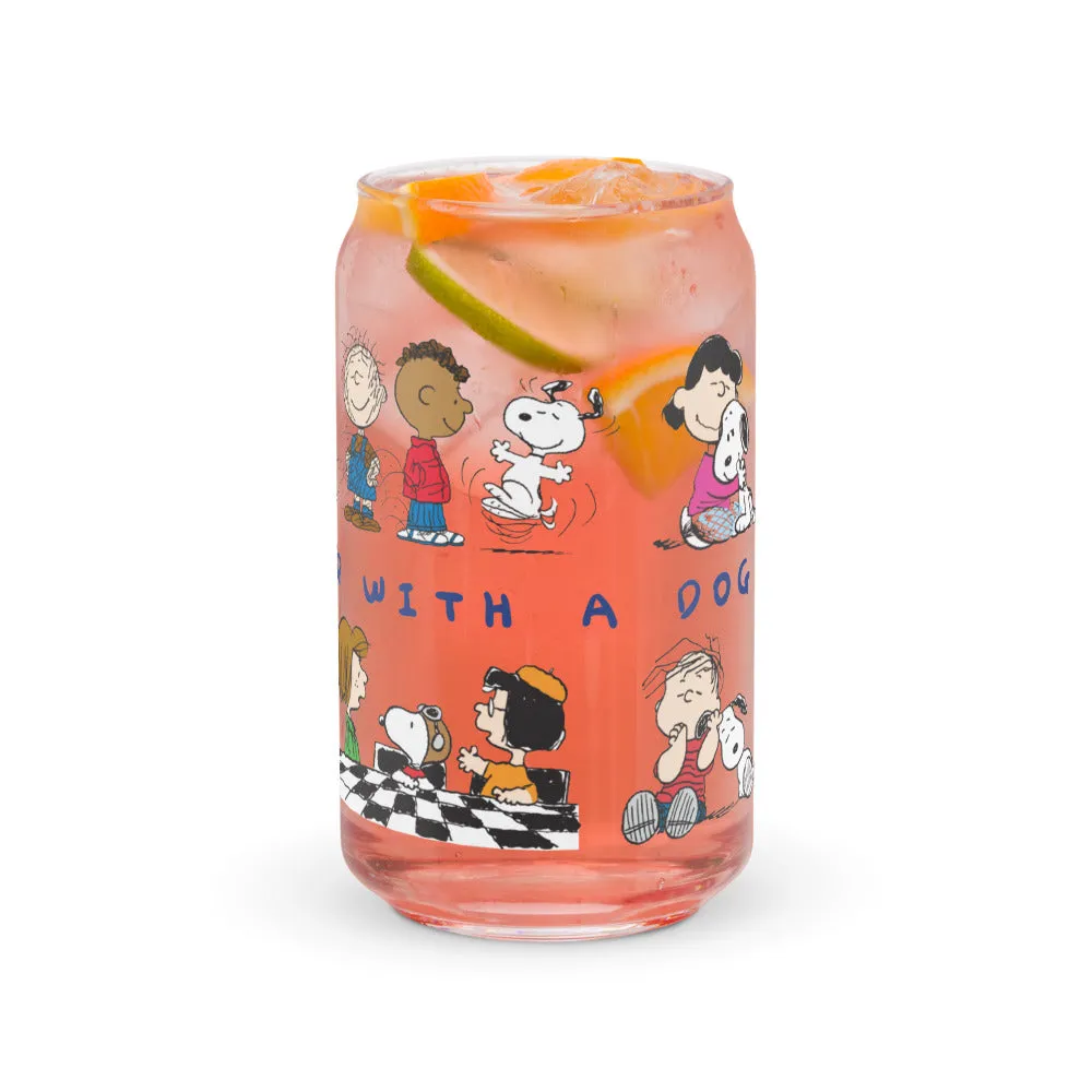 Peanuts Life Is Better With A Dog Can Glass