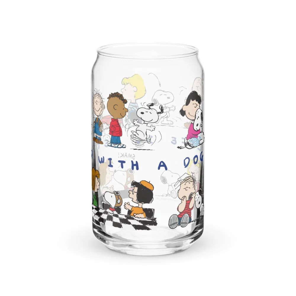 Peanuts Life Is Better With A Dog Can Glass