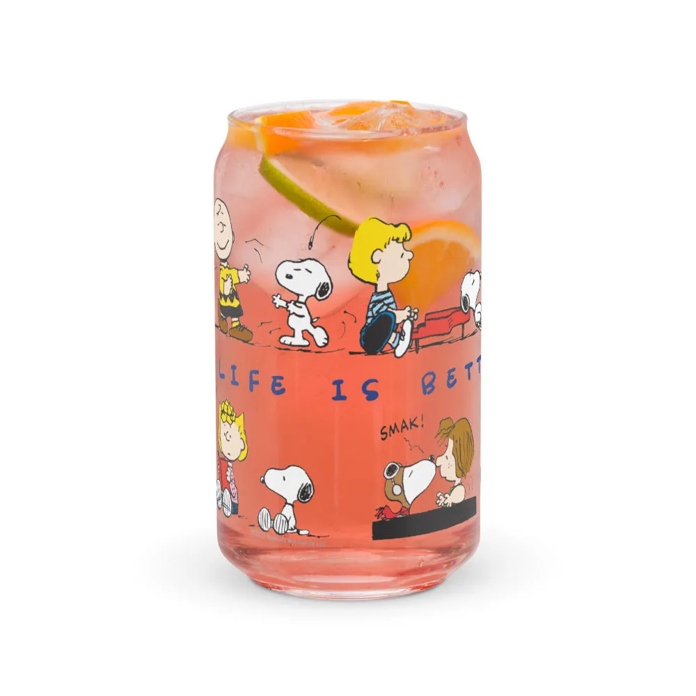 Peanuts Life Is Better With A Dog Can Glass