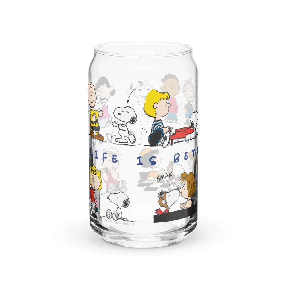 Peanuts Life Is Better With A Dog Can Glass