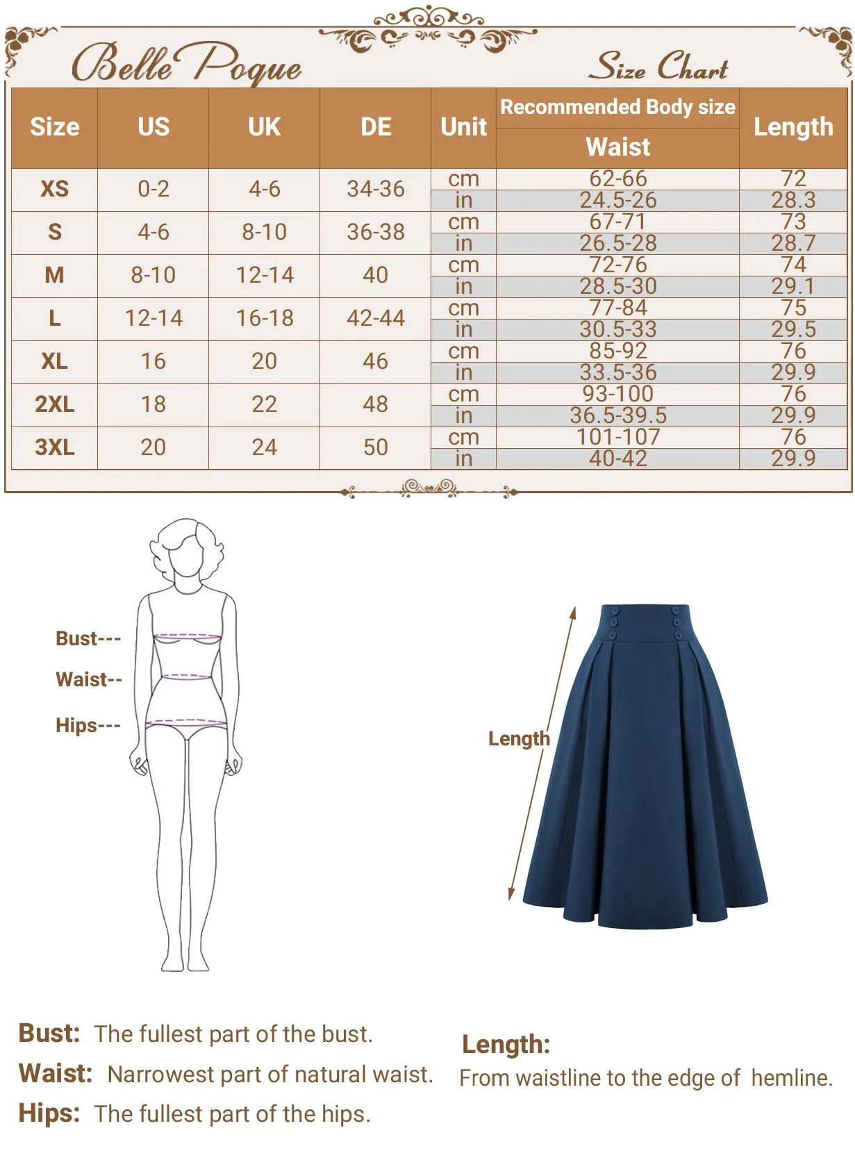 Pleated Buttons Decorated Elastic Waist High Waist Swing A-Line Skirt with Pockets