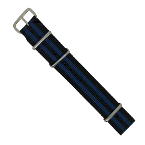 Premium Nato Strap in Black Blue Small Stripes