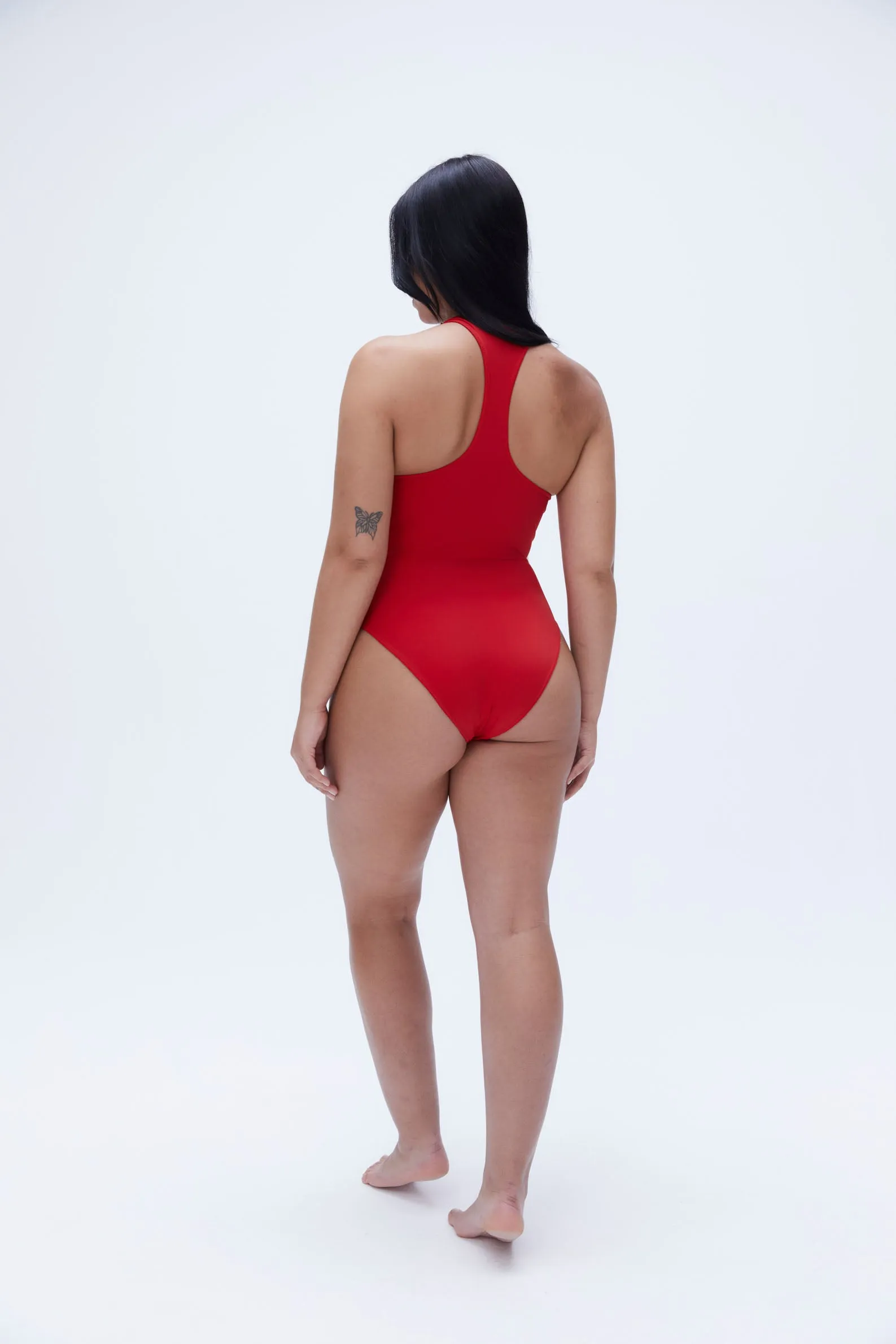 Racer Back High Leg Swimsuit - Classic Red