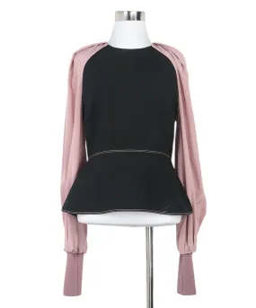 Roksanda Black & Pink Silk Triacetate Blouse sz 10