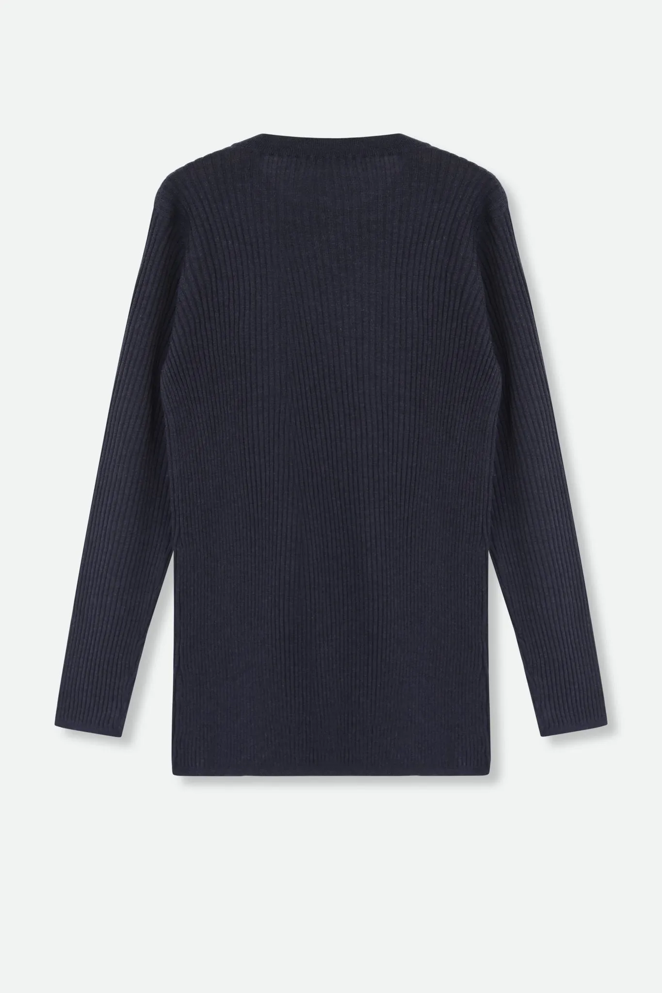 ROMANGA RIBBED LONG SLEEVE CREW IN FINE ITALIAN MERINO