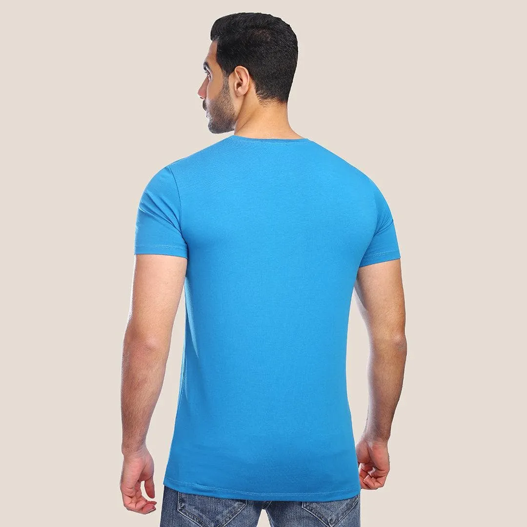 ROUND NECK PRINTED T-SHIRT - DARK TURQUOISE