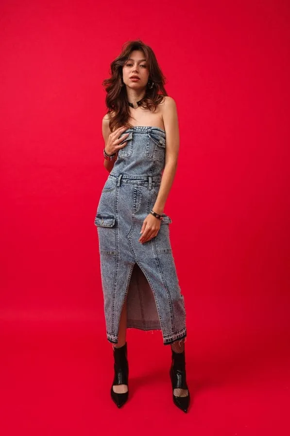 Rustic Women's Denim Midi Dress