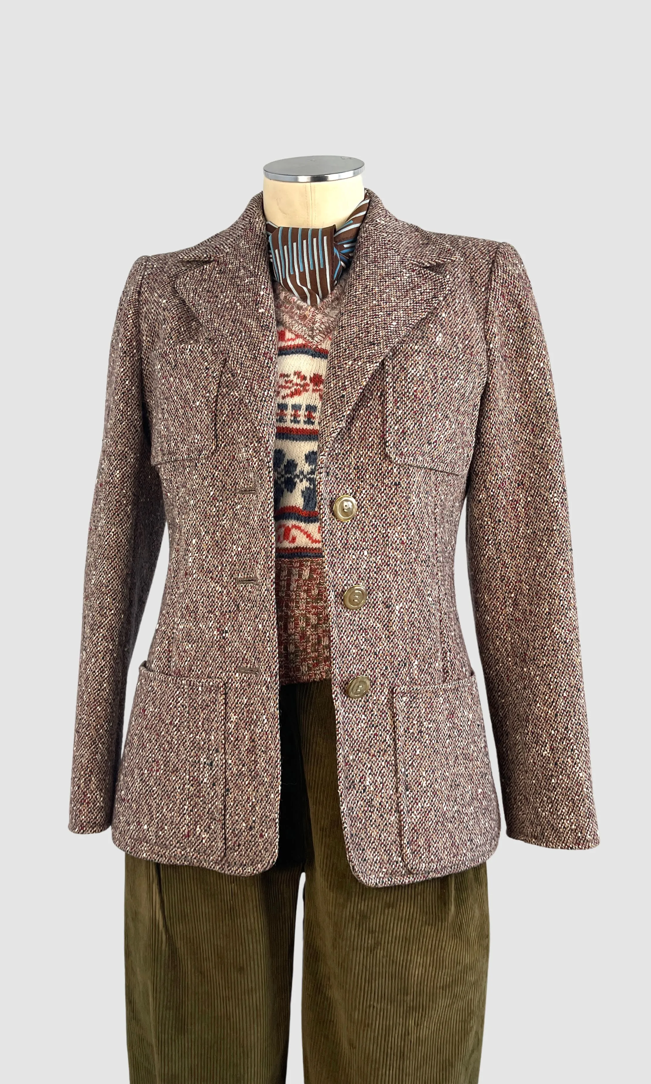 SAINT LAURENT Rive Gauche 70s Tweed Jacket,  Small