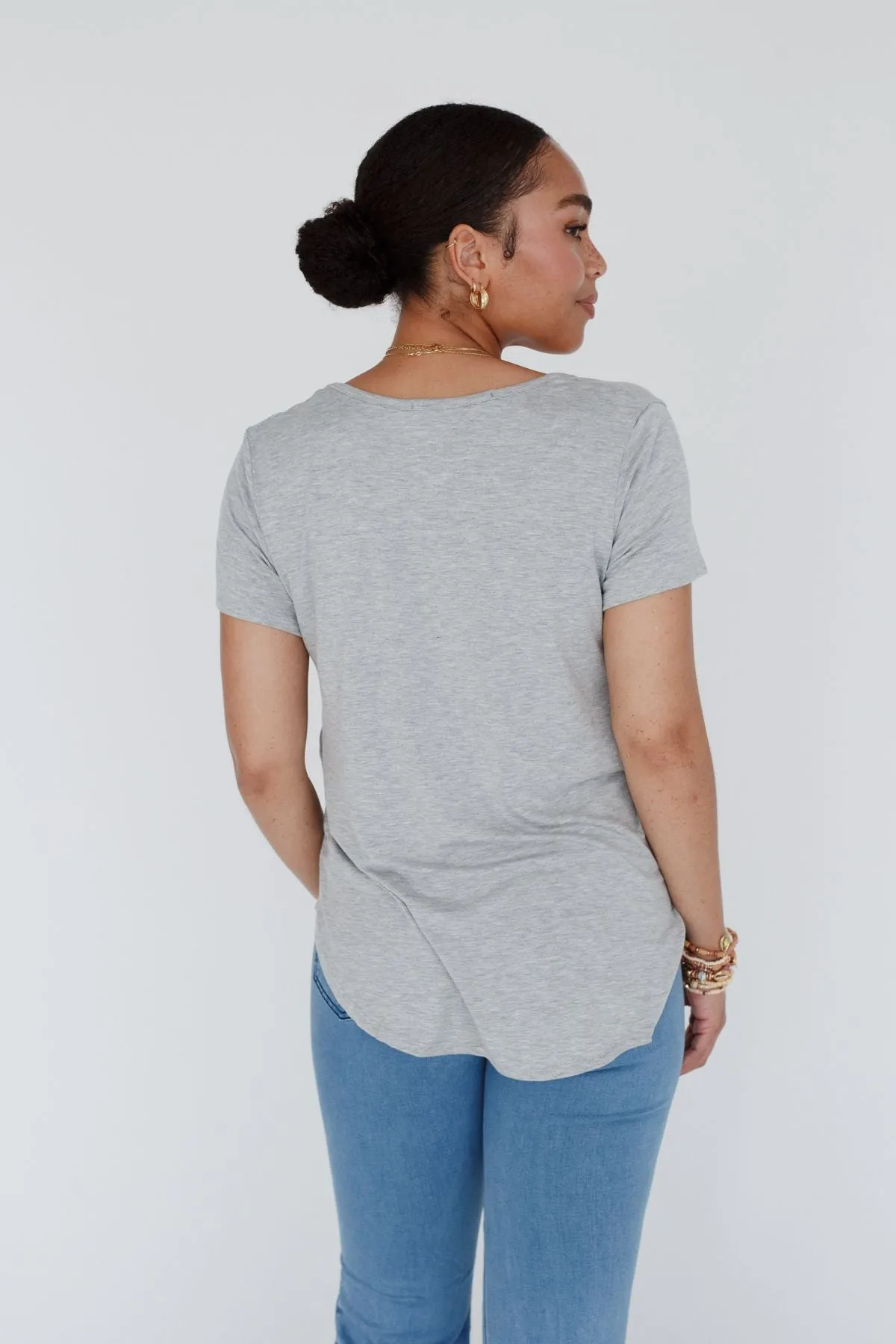 Scoop Neck Bralette Tee - Gray