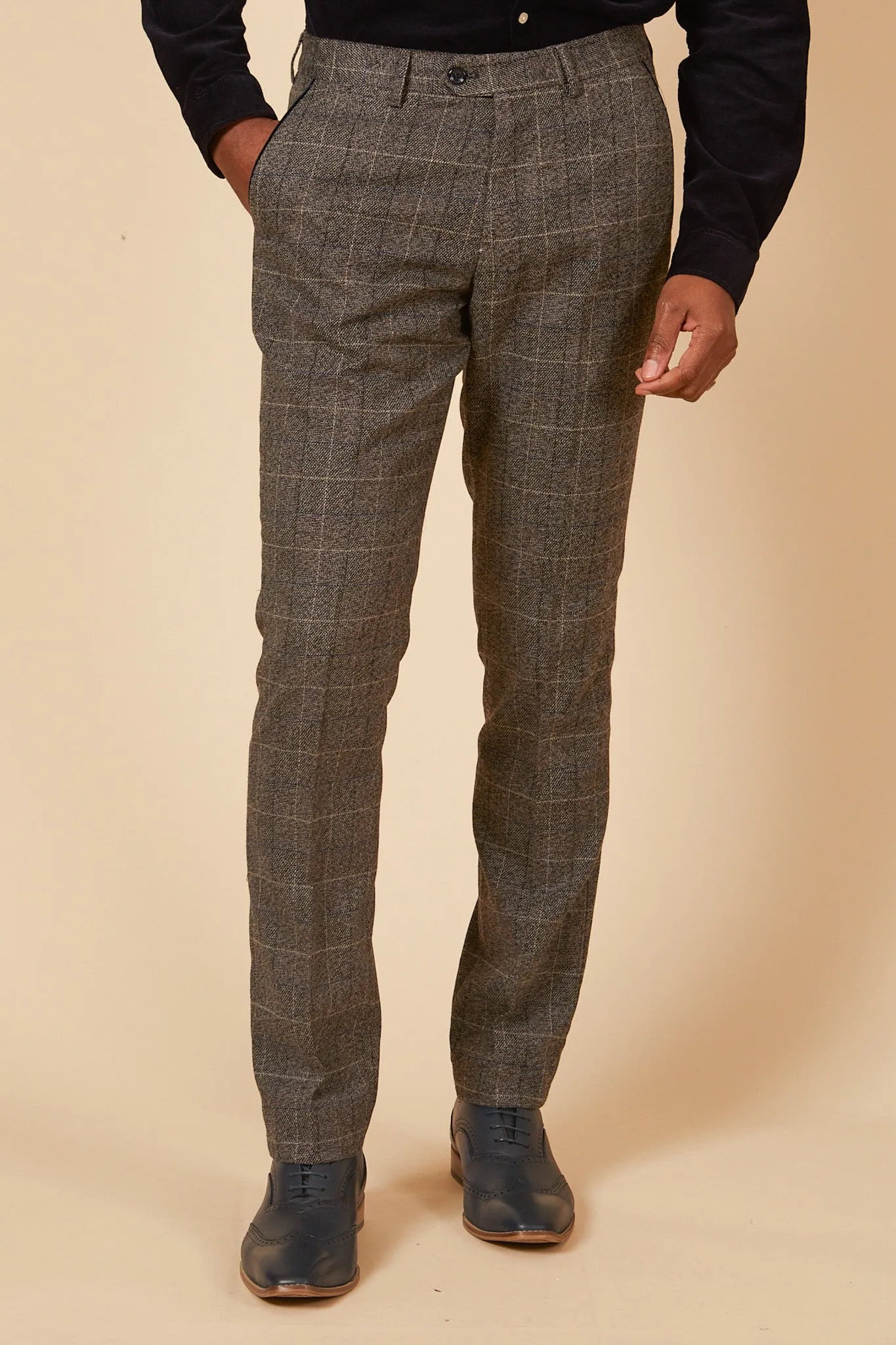 SCOTT - Grey Check Tweed Trousers