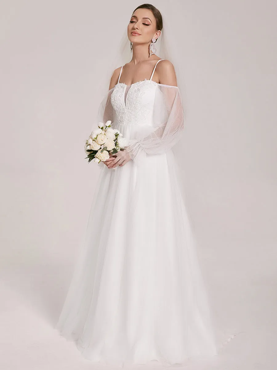 See Through Lantern Sleeves Wholesale Wedding Dresses