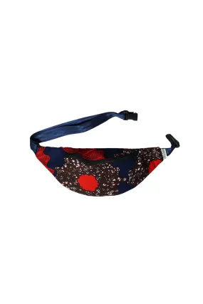 Seye Waistbag-  Red Brown and Blue Shell African Ankara Wax Cotton Print -6